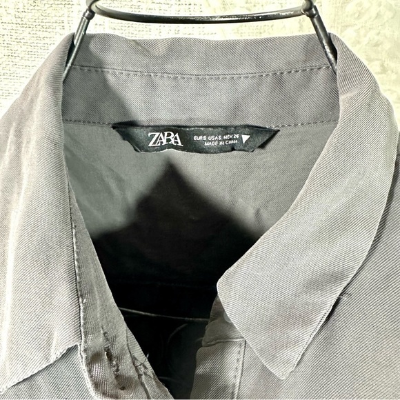 Zara grey long sleeve collared tiered mini dress size S - Picture 5 of 8